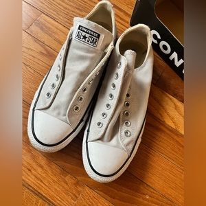 Converse Light Gray Slip On Womens Size 9 Mens 7 WITH BOX